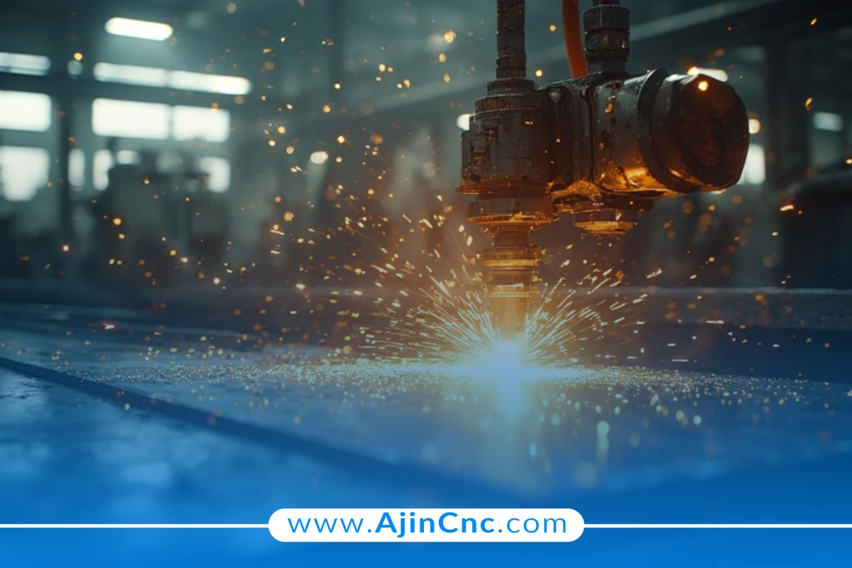 دستگاه برش لیزر CO₂ در حال برش چوب یا پلکسی با لبه‌های صاف و خط برش تمیز.