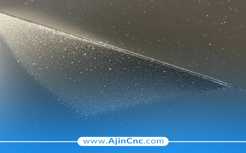 نمای برش با سرعت خیلی پایین شامل لبه‌های ذوب‌شده و پلیسه‌های درشت زیر ورق